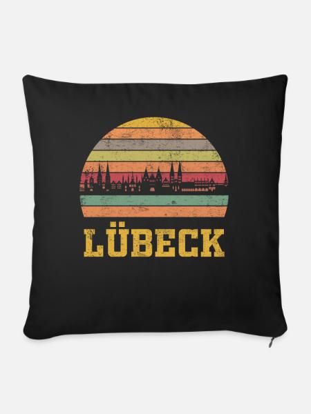 Lübeck Retro - Sofakissenbezug 45 x 45 cm - Schwarz
