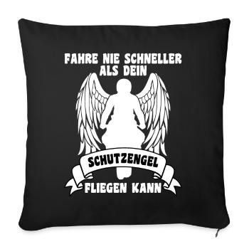 Motorrad fahre nie schneller als dein Schutzengel - Sofakissenbezug 45 x 45 cm - Schwarz - Vorne