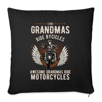 Biker-Grandma Morradfahrer - Motorcycle - Sofa pillowcase 17,3'' x 17,3'' (45 x 45 cm) - black - Front