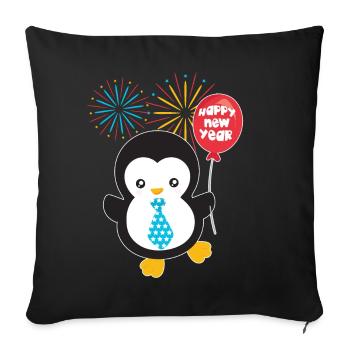 New Year's Eve Penguin - New Year's Eve Penguin - Sofa pillowcase 17,3'' x 17,3'' (45 x 45 cm) - black - Front