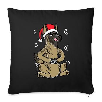 Christmas Hollandse Herdershond Dog Gamer - Sofa pillowcase 17,3'' x 17,3'' (45 x 45 cm) - black - Front