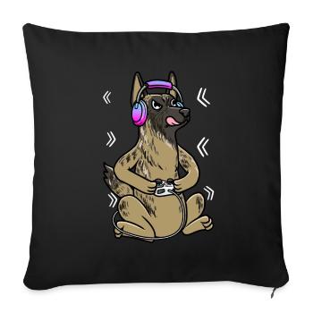 Hollandse Herdershond Dog Gamer Dutch - Sofa pillowcase 17,3'' x 17,3'' (45 x 45 cm) - black - Front