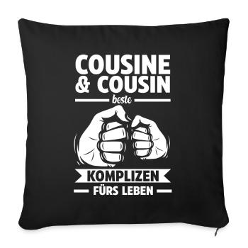 Cousin und Cousine - Sofakissenbezug 45 x 45 cm - Schwarz - Vorne