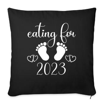 Eat For Two Pregnant Spell Pregnancy2023 - Sofa pillowcase 17,3'' x 17,3'' (45 x 45 cm) - black - Front