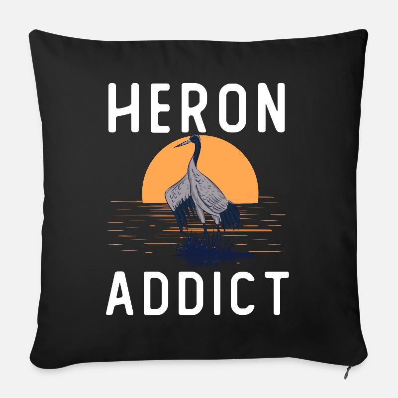 Heron Addict - Sofakissenbezug 45 x 45 cm - Schwarz