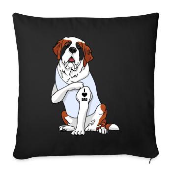 J’aime papa Tatouage St. Bernard Chien Fête des pères - Housse de coussin décorative 45 x 45 cm - noir - Devant