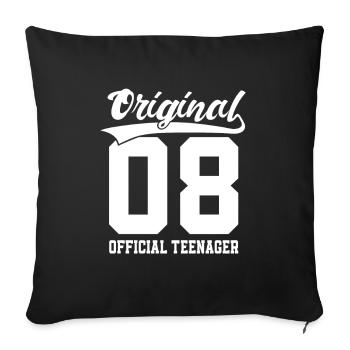 Year of birth 2008 Birthday Official teenager - Sofa pillowcase 17,3'' x 17,3'' (45 x 45 cm) - black - Front