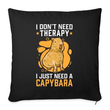 Capybaras sont ma thérapie Capybara - Housse de coussin décorative 45 x 45 cm - noir - Devant
