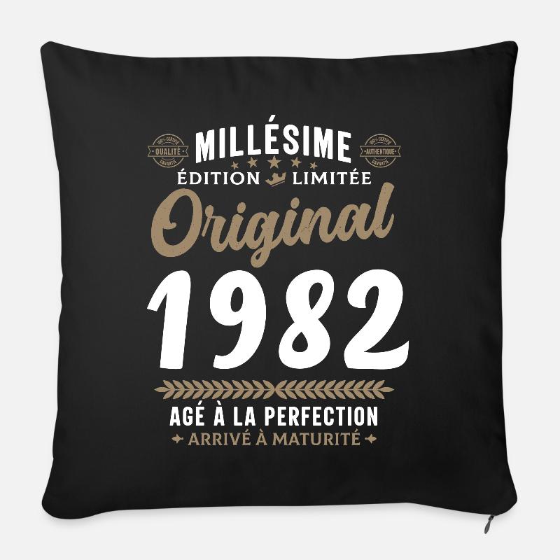 40 ans Millésime 1982 Original Cadeau - Housse de coussin décorative 45 x 45 cm - noir