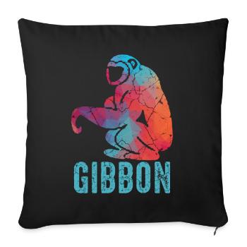 Gibbon Monkey - Sofa pillowcase 17,3'' x 17,3'' (45 x 45 cm) - black - Front