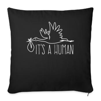 Cigogne Grossesse enceinte - Housse de coussin décorative 45 x 45 cm - noir - Devant