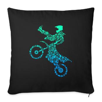 Motocross Calligram Dirt Bike Rider Biking - Sofa pillowcase 17,3'' x 17,3'' (45 x 45 cm) - black - Front