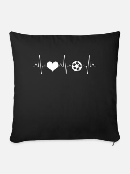 Fußball Herzschlag - Sofakissenbezug 45 x 45 cm - Schwarz