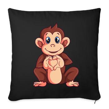 Affen Liebhaber Mädchen Jungen Kinder - Sofakissenbezug 45 x 45 cm - Schwarz - Vorne