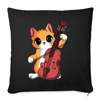 Cat Violinist Orchestra - Sofa pillowcase 17,3'' x 17,3'' (45 x 45 cm) - black - Front