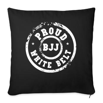 Fière ceinture blanche BJJ - Housse de coussin décorative 45 x 45 cm - noir - Devant
