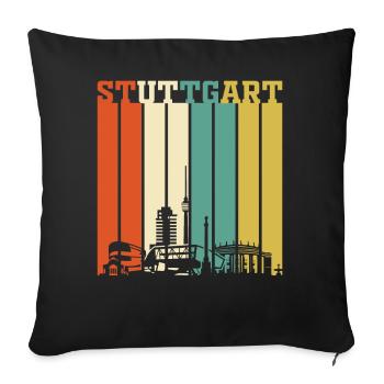Stuttgart | Stuttgart Geschenk Skyline - Sofakissenbezug 45 x 45 cm - Schwarz - Vorne