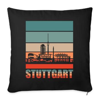 Stuttgart Retro Skyline Stadt - Sofakissenbezug 45 x 45 cm - Schwarz - Vorne