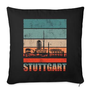 Stuttgart Skyline Geschenkidee - Sofakissenbezug 45 x 45 cm - Schwarz - Vorne