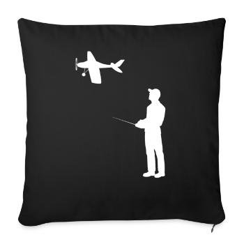 Modèle d’avion RC Volant Rétro Vintage Cadeau - Housse de coussin décorative 45 x 45 cm - noir - Devant