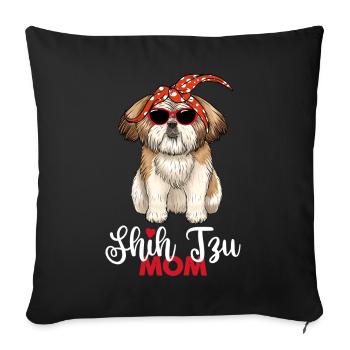 Shih Tzu Mom Shih Tzu Mama - Sofa pillowcase 17,3'' x 17,3'' (45 x 45 cm) - black - Front