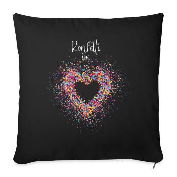 Konfetti im Herzen Karneval Konfetti - Sofakissenbezug 45 x 45 cm - Schwarz - Vorne