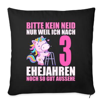 3 Jahre verheiratet lustig 3. Hochzeitstag - Sofakissenbezug 45 x 45 cm - Schwarz - Vorne