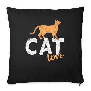 Cat Owner Cat Love - Sofa pillowcase 17,3'' x 17,3'' (45 x 45 cm) - black - Front