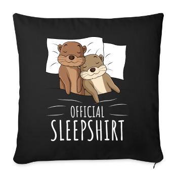 Otter Sleeping Shirt Sea Otter Gift - Sofa pillowcase 17,3'' x 17,3'' (45 x 45 cm) - black - Front