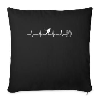 Hockey sur glace Heartbeat Hockey ECG Bière Hockey sur glace - Housse de coussin décorative 45 x 45 cm - noir - Devant