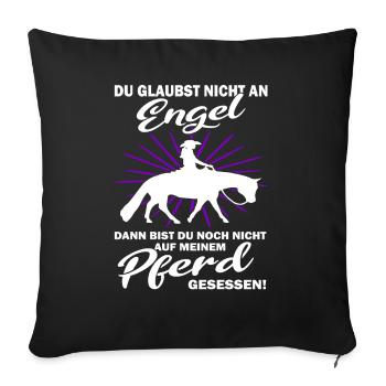 Westernreiten Reiterin und Pferd - Sofakissenbezug 45 x 45 cm - Schwarz - Vorne
