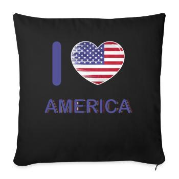 I love America USA flag, my home, my - Sofa pillowcase 17,3'' x 17,3'' (45 x 45 cm) - black - Front