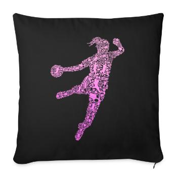 Handball Handballerin Mädchen - Sofakissenbezug 45 x 45 cm - Schwarz - Vorne