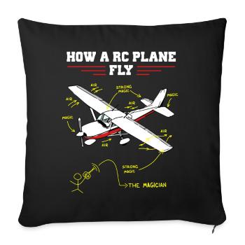 Modèle télécommandé d’avion RC Drôle de diagramme - Housse de coussin décorative 45 x 45 cm - noir - Devant