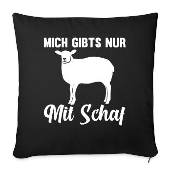 Mich gibt’s nur mit Schaf - Sofakissenbezug 45 x 45 cm - Schwarz - Vorne