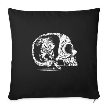 Ice hockey players and Skull ice hockey players - Sofa pillowcase 17,3'' x 17,3'' (45 x 45 cm) - black - Front