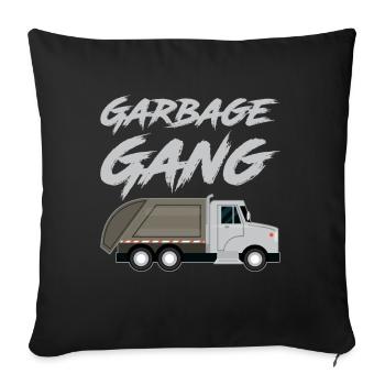 Garbage Truck Garbage Recycling Garbage Collection Garbage Man - Sofa pillowcase 17,3'' x 17,3'' (45 x 45 cm) - black - Front