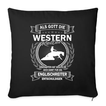Westernreiten Reiterin und Pferd - Sofakissenbezug 45 x 45 cm - Schwarz - Vorne
