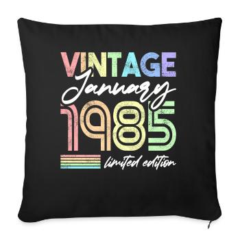 37th Birthday Retro Vintage Unicorn January 1985 - Sofa pillowcase 17,3'' x 17,3'' (45 x 45 cm) - black - Front