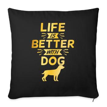 proud dog owner saying - Sofa pillowcase 17,3'' x 17,3'' (45 x 45 cm) - black - Front