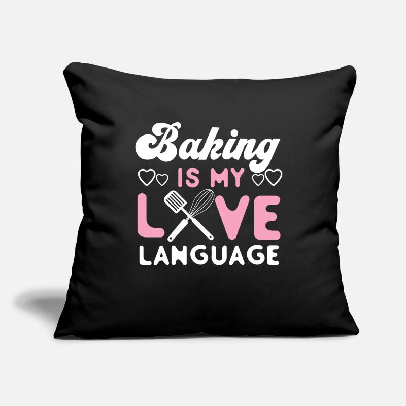 Cuisson au four La cuisson est mon amour Housse de coussin décorative 45 x 45 cm