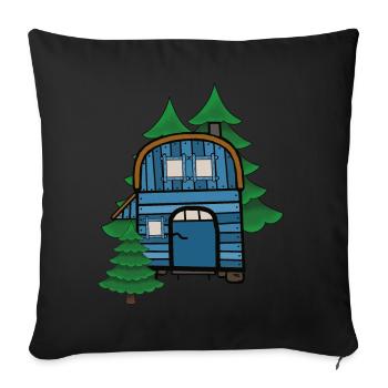Freak Nature Lovers Construction Trailer Camping House Cabin - Sofa pillowcase 17,3'' x 17,3'' (45 x 45 cm) - black - Front