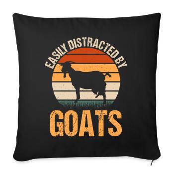 Facilement distrait par les chèvres - Housse de coussin décorative 45 x 45 cm - noir - Devant
