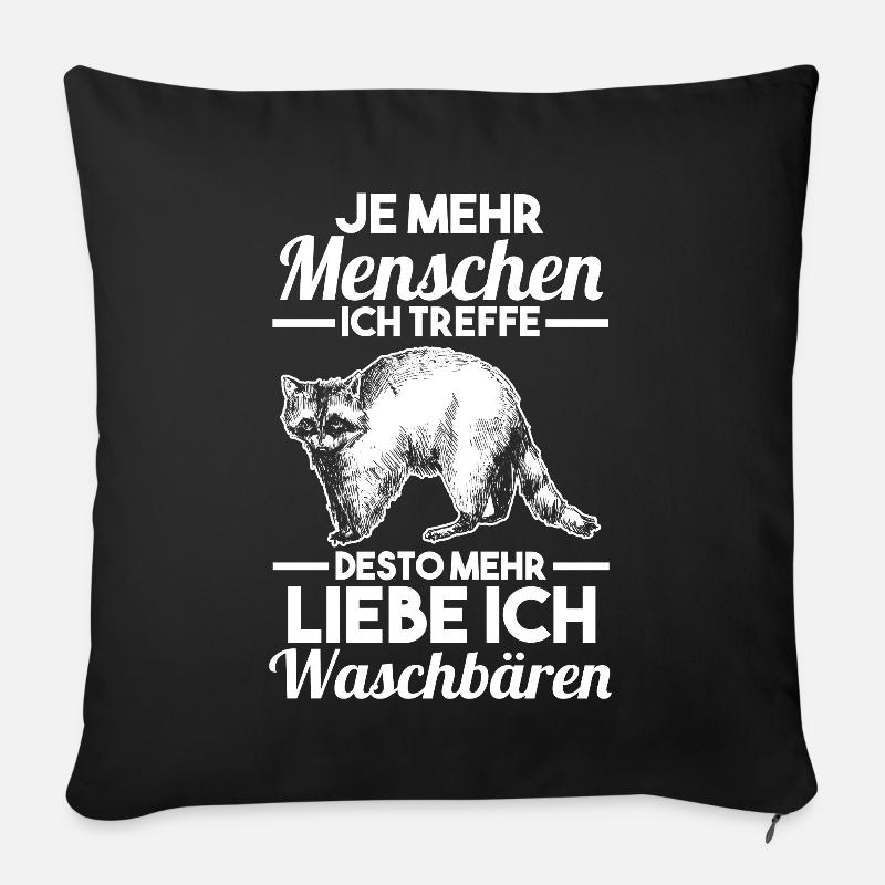 Waschbären Zootier Waschbär - Sofakissenbezug 45 x 45 cm - Schwarz