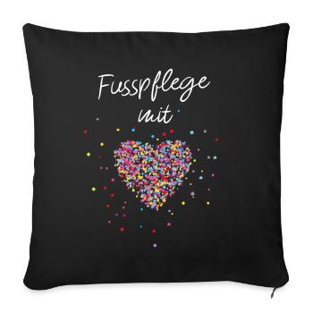 Fusspflege mit Herz Podologie Füsse - Sofakissenbezug 45 x 45 cm - Schwarz - Vorne