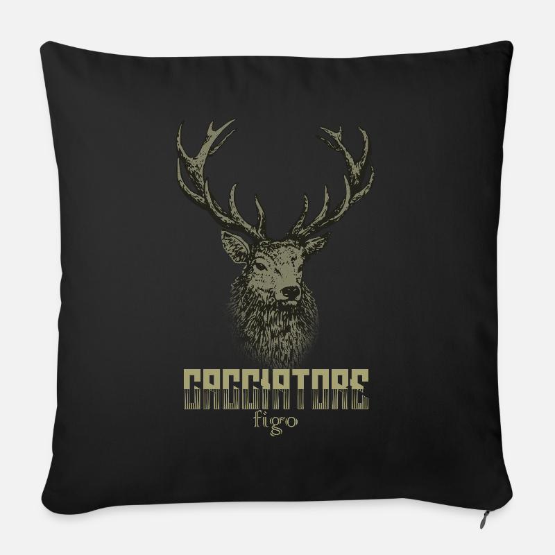 cacciatore figo caccia con cervo - Housse de coussin décorative 45 x 45 cm - noir