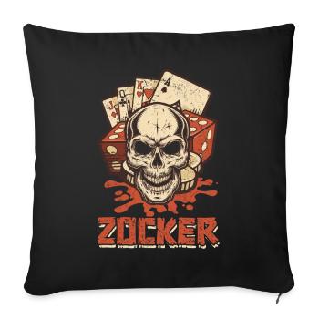 Poker Spiel Pokern Pokerkarten Zocker Pokerspieler - Sofakissenbezug 45 x 45 cm - Schwarz - Vorne