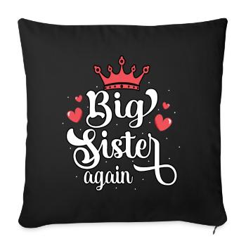 Pregnancy Announcement Big Sister Again Princess - Sofa pillowcase 17,3'' x 17,3'' (45 x 45 cm) - black - Front