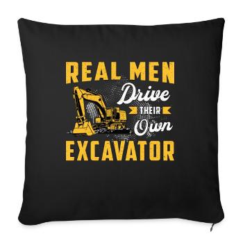 Excavator driver Excavator Construction worker Excavators Gift - Sofa pillowcase 17,3'' x 17,3'' (45 x 45 cm) - black - Front