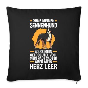 Sennenhund Herz leer Schweizer Sennenhund - Sofakissenbezug 45 x 45 cm - Schwarz - Vorne